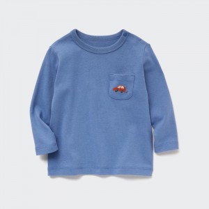 Tricko Uniqlo Bavlnene Crew Neck Long-Sleeve Pre Babatka Modre Slovensko | J361243