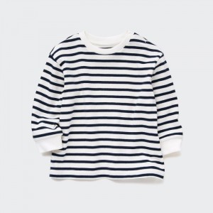 Tricko Uniqlo Bavlnene Pruhované Crew Neck Long-Sleeve Pre Babatka Biele Slovensko | W718690
