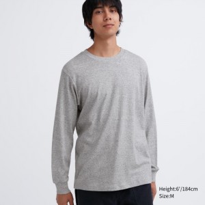 Tricko Uniqlo Brushed Bavlnene Crew Neck Long-Sleeve Panske Siva Slovensko | P041722