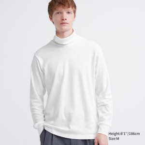 Tricko Uniqlo Brushed Bavlnene Turtleneck Long-Sleeve Panske Biele Slovensko | T716016