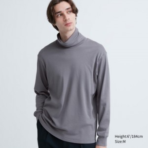Tricko Uniqlo Brushed Bavlnene Turtleneck Long-Sleeve Panske Siva Slovensko | T463110