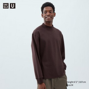 Tricko Uniqlo Brushed Jersey Mock Neck Long-Sleeve Panske Wine Slovensko | H606934