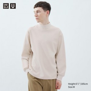 Tricko Uniqlo Brushed Jersey Mock Neck Long-Sleeve Panske Natural Slovensko | R105289