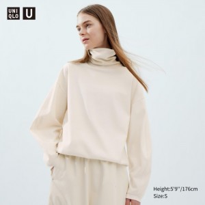 Tricko Uniqlo Brushed Jersey Turtleneck Long-Sleeve Damske Biele Slovensko | U579875