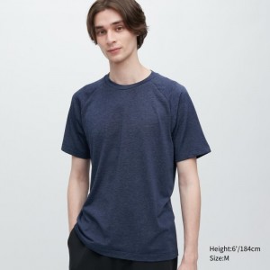 Tricko Uniqlo DRY-EX Crew Neck Kratke-Sleeve Panske Modre Slovensko | J637503