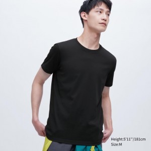 Tricko Uniqlo Dry Color Crew Neck Kratke-Sleeve Panske Čierne Slovensko | T908388