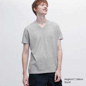 Tricko Uniqlo Dry Color V-Neck Kratke-Sleeve Panske Siva Slovensko | B076405