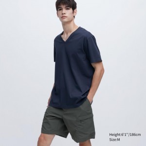 Tricko Uniqlo Dry Color V-Neck Kratke-Sleeve Panske Námornícka Modrá Slovensko | Y433728