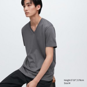 Tricko Uniqlo Dry Color V-Neck Kratke-Sleeve Damske Siva Slovensko | H698917