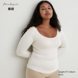 Tricko Uniqlo HEATTECH Ballet Neck Long-Sleeve (Silk Blend) Damske Biele Slovensko | R007826