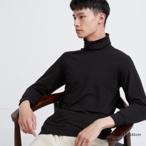 Tricko Uniqlo HEATTECH Bavlnene Turtleneck Long-Sleeve (Extra Warm) (2022 Edition) Panske Čierne Slovensko | M388600