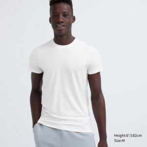Tricko Uniqlo HEATTECH Crew Neck Kratke-Sleeve (2022 Edition) Panske Biele Slovensko | V628887
