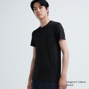 Tricko Uniqlo HEATTECH Crew Neck Kratke-Sleeve (2022 Edition) Panske Čierne Slovensko | G747755