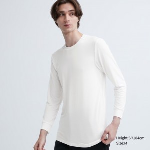 Tricko Uniqlo HEATTECH Crew Neck Long-Sleeve (2022 Edition) Panske Biele Slovensko | F638759