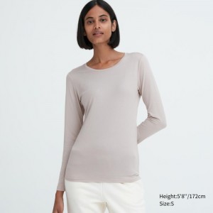 Tricko Uniqlo HEATTECH Crew Neck Long-Sleeve Damske Zelene Slovensko | L387009