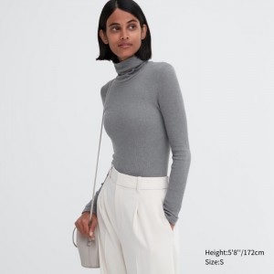Tricko Uniqlo HEATTECH Extra Warm Seamless Rebrovaný Turtleneck Long-Sleeve Damske Siva Slovensko | C972985