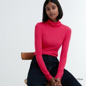 Tricko Uniqlo HEATTECH Extra Warm Seamless Rebrovaný Turtleneck Long-Sleeve Damske Ruzove Slovensko | P388982