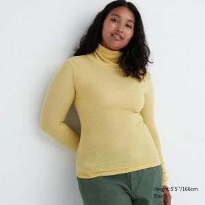 Tricko Uniqlo HEATTECH Extra Warm Seamless Rebrovaný Turtleneck Long-Sleeve Damske Žlté Slovensko | S795255