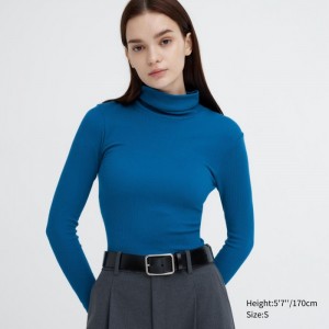 Tricko Uniqlo HEATTECH Extra Warm Seamless Rebrovaný Turtleneck Long-Sleeve Damske Modre Slovensko | M955949