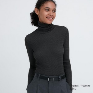 Tricko Uniqlo HEATTECH Extra Warm Seamless Turtleneck Damske Tmavo Siva Slovensko | W428681