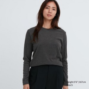 Tricko Uniqlo HEATTECH Fleece Crew Neck Long-Sleeve Damske Siva Slovensko | F519504