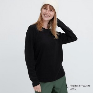 Tricko Uniqlo HEATTECH Fleece Crew Neck Long-Sleeve Damske Čierne Slovensko | I265413
