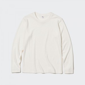 Tricko Uniqlo HEATTECH Fleece Crew Neck Long-Sleeve Damske Biele Slovensko | G281533