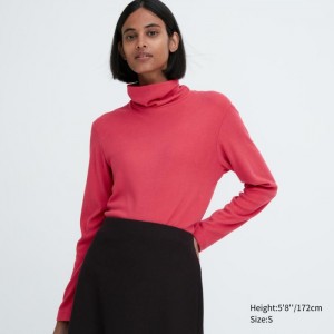 Tricko Uniqlo HEATTECH Fleece Turtleneck Long-Sleeve Damske Červené Slovensko | D896763