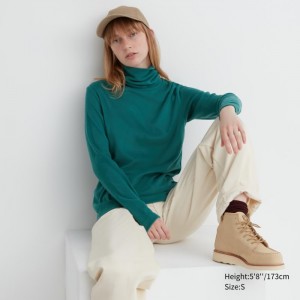 Tricko Uniqlo HEATTECH Fleece Turtleneck Long-Sleeve Damske Zelene Slovensko | Q546441