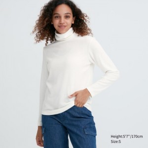 Tricko Uniqlo HEATTECH Fleece Turtleneck Long-Sleeve (2022 Edition) Damske Biele Slovensko | T490265
