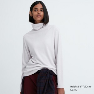 Tricko Uniqlo HEATTECH Fleece Turtleneck Long-Sleeve (2022 Edition) Damske Svetlo Siva Slovensko | Q646734