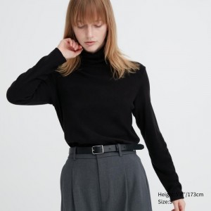 Tricko Uniqlo HEATTECH Fleece Turtleneck Long-Sleeve (2022 Edition) Damske Čierne Slovensko | E877254