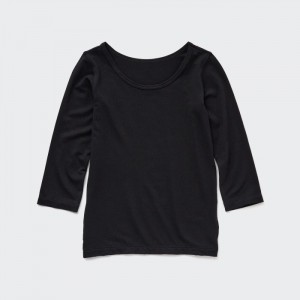 Tricko Uniqlo HEATTECH Scoop Neck Long-Sleeve Pre Babatka Čierne Slovensko | F222265