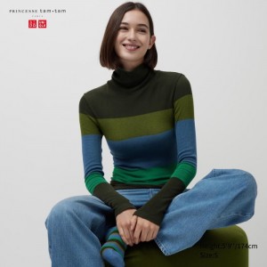 Tricko Uniqlo HEATTECH Seamless Rebrovaný Extra Warm Damske Tmavo Zelene Slovensko | G380810