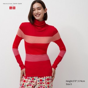Tricko Uniqlo HEATTECH Seamless Rebrovaný Extra Warm Damske Červené Slovensko | C922379