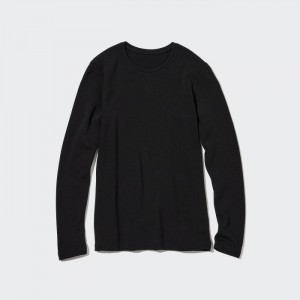 Tricko Uniqlo HEATTECH Ultra Warm Crew Neck Long-Sleeve (2022 Edition) Damske Čierne Slovensko | N173938