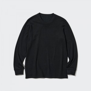 Tricko Uniqlo HEATTECH Ultra Warm Crew Neck Long-Sleeve (2022 Edition) Panske Čierne Slovensko | Y050249