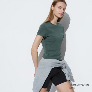 Tricko Uniqlo Mini Kratke Sleeve Damske Tmavo Zelene Slovensko | L524821
