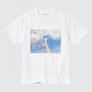 Tricko Uniqlo PEACE FOR ALL Kratke-Sleeve Grafika (Magnum Photos) Panske Biele Slovensko | N171444