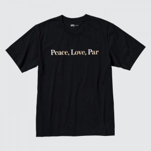 Tricko Uniqlo PEACE FOR ALL Kratke-Sleeve Grafika (Adam Scott) Damske Čierne Slovensko | S984834
