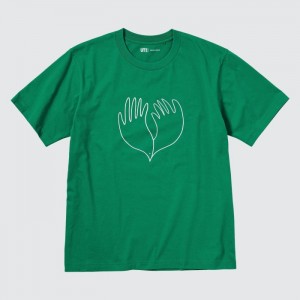 Tricko Uniqlo PEACE FOR ALL Kratke-Sleeve Grafika (Christophe Lemaire) Damske Zelene Slovensko | H378297