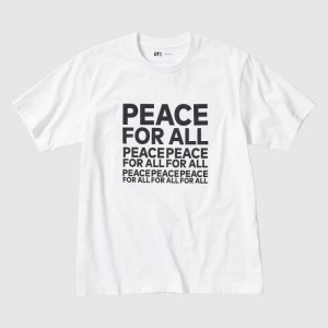Tricko Uniqlo PEACE FOR ALL Kratke-Sleeve Grafika (Kashiwa Sato) Damske Biele Slovensko | T396264