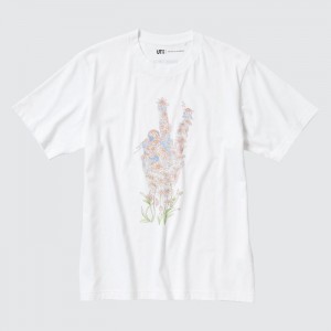 Tricko Uniqlo PEACE FOR ALL Kratke-Sleeve Grafika (JW Anderson) Panske Biele Slovensko | X774337