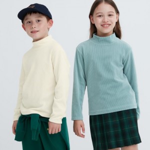 Tricko Uniqlo Rebrovaný Fleece High Neck Long-Sleeve Detske Biele Slovensko | I930275