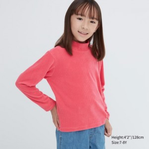Tricko Uniqlo Rebrovaný Fleece High Neck Long-Sleeve Detske Ruzove Slovensko | B745487