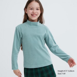Tricko Uniqlo Rebrovaný Fleece High Neck Long-Sleeve Detske Zelene Slovensko | H190869