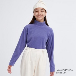 Tricko Uniqlo Rebrovaný Fleece High Neck Long-Sleeve Detske Nachový Slovensko | Y601347