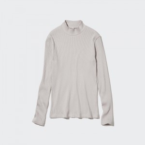 Tricko Uniqlo Rebrovaný High Neck Long-Sleeve Damske Svetlo Siva Slovensko | M290692