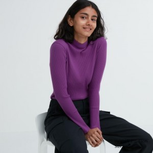 Tricko Uniqlo Rebrovaný High Neck Long-Sleeve Damske Nachový Slovensko | Y336899