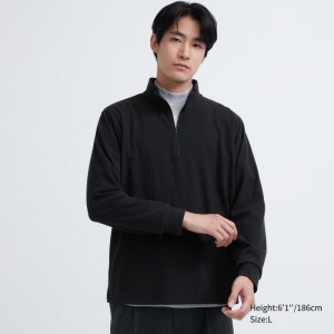 Tricko Uniqlo Smooth Fleece Half-Zip Long-Sleeve Panske Čierne Slovensko | W708422